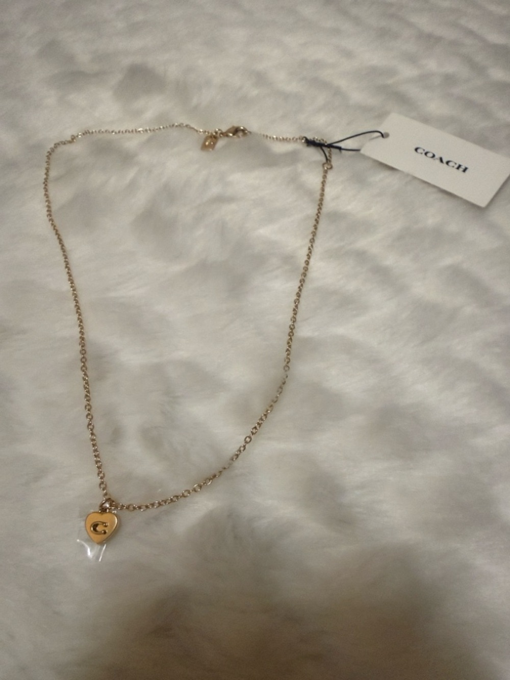 COACH Gold Heart Charm Pendant Necklace - Picture 6 of 8